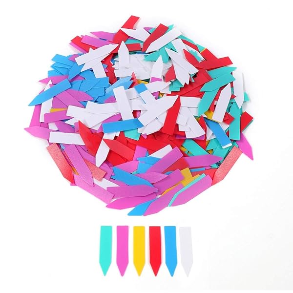 園芸用 立型 ラベル 6色 大量600枚入り (赤 黄 青 緑 白 ピンク) カラフル 植物ラベル 苗木 花 盆栽 管..