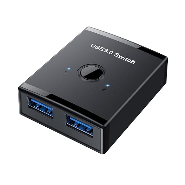 Cablecc KVM USB 3.0 双方向スイッチセレクター 2対1 PC共有または1対2ハブ キーボードマウススキャナ..
