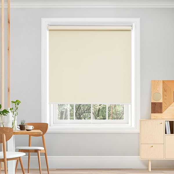 Deconovo プルコード式 ロールスクリーン 幅60cm 丈90cm ベージュ ロールカーテン 1級遮光 100%遮光 保..