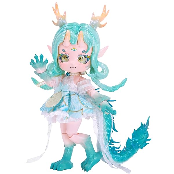 ICY Fortune Days 14cm bjd 人形 -野獣シリーズの人形セット、PVC&ABS製、ギフト、装飾、DIY エクササイズ、コレクションに最適、女の子の人形(dragon)
