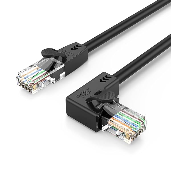 Cat 6 lanケーブル，CableCreation 1m CAT6イーサネットパッチケーブル 50U "金メッキ 左角型LANケーブ..