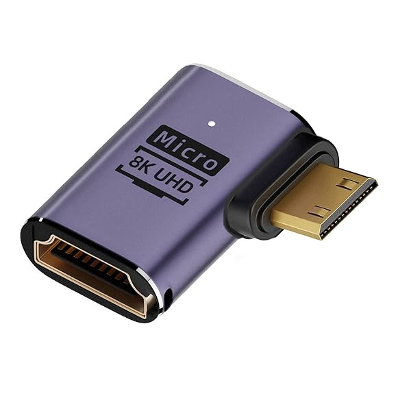 CY 8Kケーブル 左角度ミニHDMIオス→HDMI 2.1メス UHD延長ゴールドコンバーターアダプター 8K 60hz HDTV..
