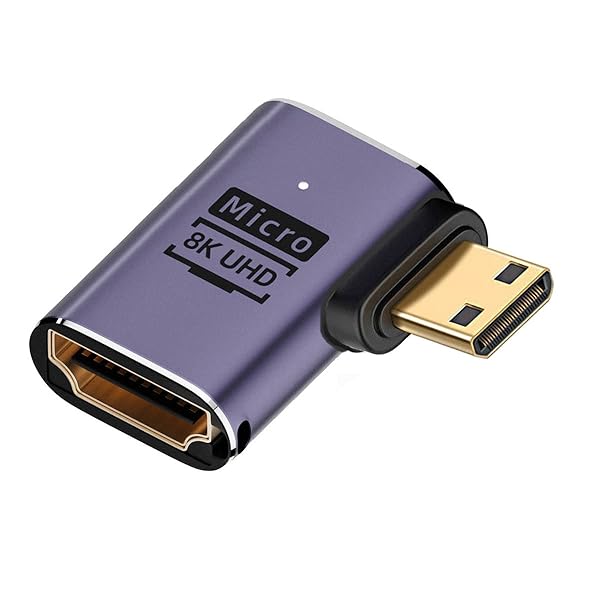 CY 8Kケーブル直角ミニHDMIオス-HDMI 2.1メス UHD延長ゴールドコンバーターアダプター 8K 60hz HDTV対応