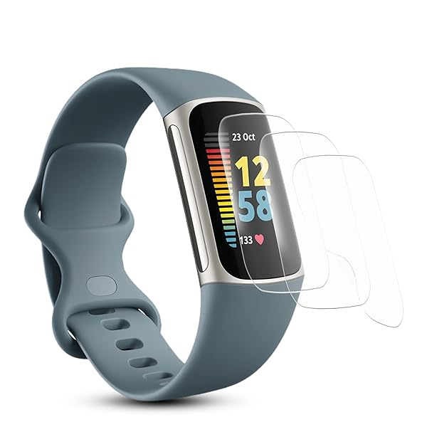 【3枚セット】Charge5 / Fitbit Charge6 用 フィルム 【柔軟なTPU素材 修復技術搭載】Fitbit Charge 5対応 保護フィルム【インストールツール付き】非強化ガラス 軟TPU素材/気泡防止/指紋防止/スクラッチ防止/