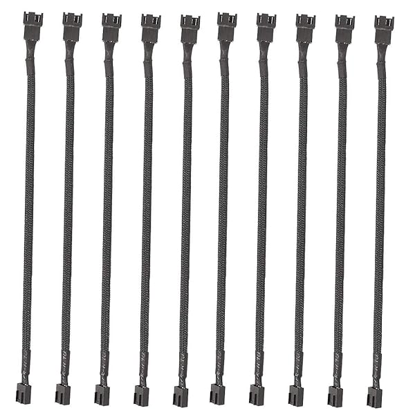 KILIGEN 10個ファン 電源 ケーブル ファン延長ケーブル 4ピン 延長 PWM 延長ケーブル 4ピン と 3ピン ファン 用 冷却ファン コンピューター用(約27cm, 黒)