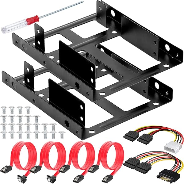 Xiatiaosann 2.5 3.5インチHDD SSD変換 マウンタ SATAインターフェース内蔵 HDDケース 3.5インチ 変換ブラケット、PC用 ssd マウン、金属製 SSD 変換ブラケット、SATA 3.0 データ & 電源ケーブル付き