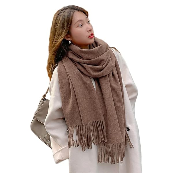 [qingchenbeauty] マフラー レディース 無地 やわらかい ストール レディース メンズ 温かい 軽い防寒 マフラー 冷え対策 大判 無地 男女兼用 春 秋 冬 用 無地防寒 パーティー 冷房対策 (胡桃染)
