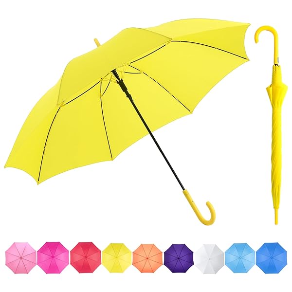 BP SUNNY レディース 長傘 おしゃれ 丈夫 ジャンプ傘 超軽量 UVカット ワンタッチを自動的に開く シェーディング率は99％以上 超撥水 晴雨兼用傘、全長約89cm、親骨約63.5cm、直径約122cm、重量約450g (明るい黄色)