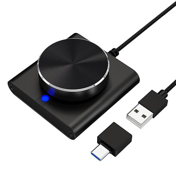 COOIDEA USB ボリュームコントローラー PCスピーカーコントロールスイッチボリュームコントロールノブ、ワンボタンミュート/一時停止機能、Win7 / 8/10 / MAC/IOS/Android/Linuxに適しています