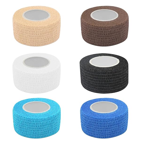 RICISUNG 自着性テープ テーピング 6巻入 2.5cm*4.5m 自己粘着性 伸縮包帯 粘着包帯 弾性包帯 柔軟な包帯 通気性 伸縮性強い 筋肉 関節サポート
