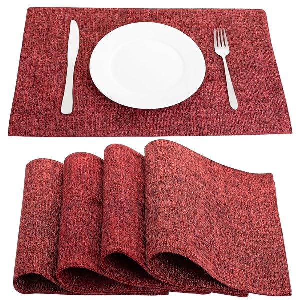 Senteria ランチョンマット布製 綿麻 マット 二層生地縫製 無地 和風 柔軟性 断熱 滑り止め お手入れ簡..