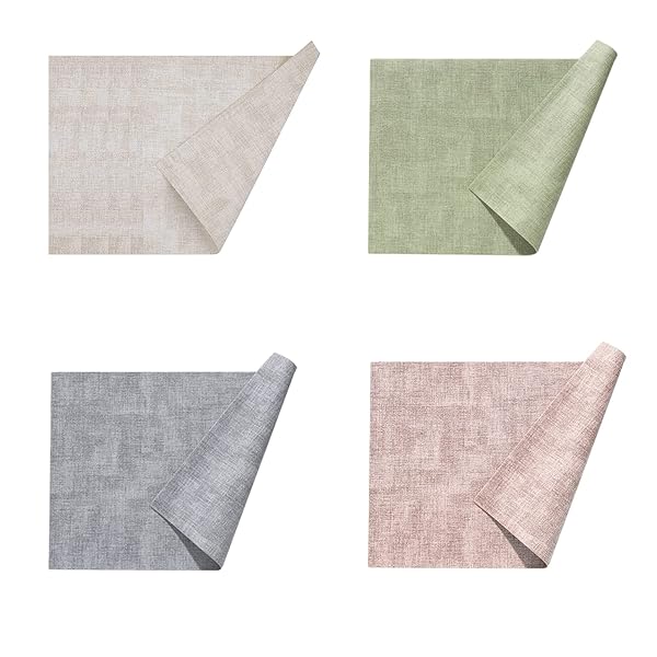 Univo Colors ランチョンマット 高質PUレザー 4枚セット おしゃれ 華やか 飾り 清潔しやすい 家庭用 レ..