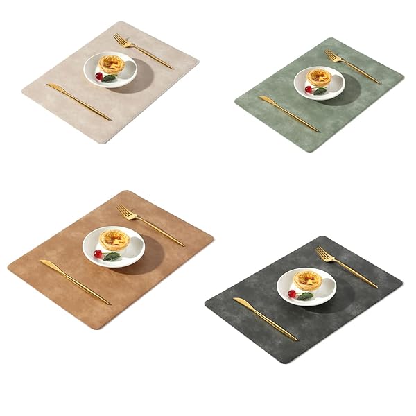 Univo Colors ランチョンマット 4枚セット 高質PUレザー 北欧 撥水 防汚 断熱 滑り止め 丸洗いOK 清潔..