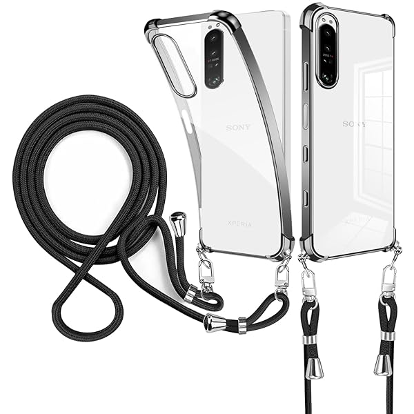 weiaoluo Xperia 1 III ケース クリア ショルダー 透明 TPU SOG03 SO-51B ケースSony エクスペリア 1III スマホケース 耐衝撃 斜めがけ 織りストラップ付き ネックショルダー 調節可能な ネックレス 保護