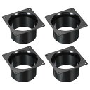 PATIKIL 100 mm ダクト接続フランジ 4個 乾燥機通気壁プレート 正方形-ラウンド直線ダクトプレート 暖房 冷房 換気扇用 ブラック