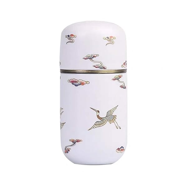 和柄鶴柄ミニ骨壷・直径4.8cm×高さ10cm，手元供養・分骨つぼ・和鶴 骨壺・遺灰・遺骨入れ・納骨容器・..