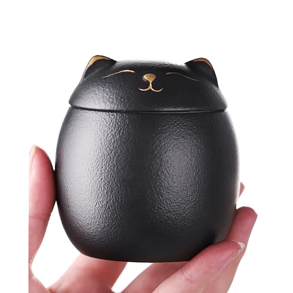 WooJoo 猫の形の ミニ骨壷・直径7.7cm×高さ8.3cm，手元供養・分骨つぼ・猫の形 骨壺・遺灰・遺骨入れ・..