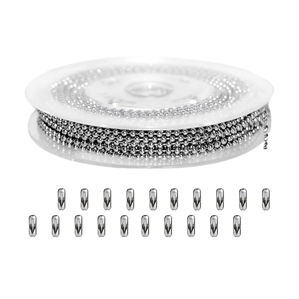 MAEXUS なボールチェーンキーホルダーパーツ 6m*2.4mm ステンレス シルバーチェーンと20個のチェーンコ..