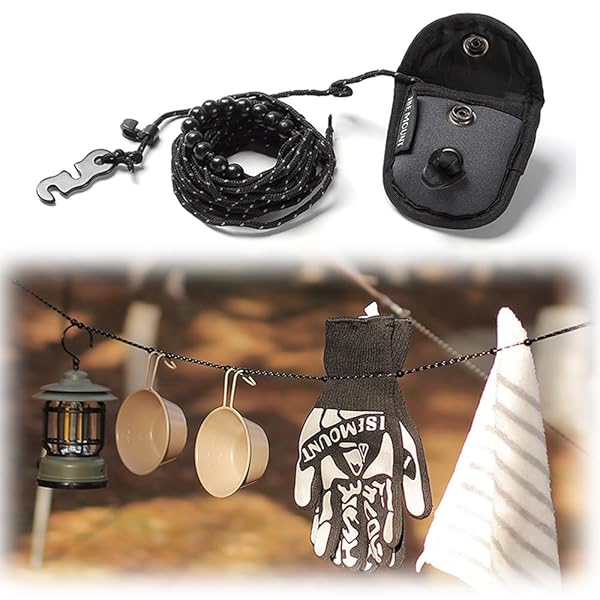 ZHSHXNGY 洗濯ロープ 物干しロープ 旅行・アウトドア・屋外対応 携帯便利 弾力性強い 収納ポーチ付き ..