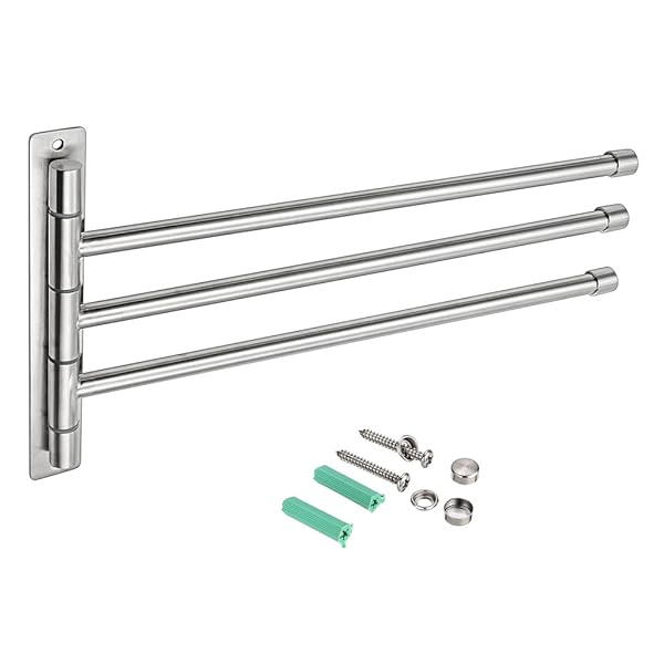 Sumnacon タオルハンガー タオル掛け スイングアーム 洗面所 ステンレス タオルバー 壁掛け 省スペース..