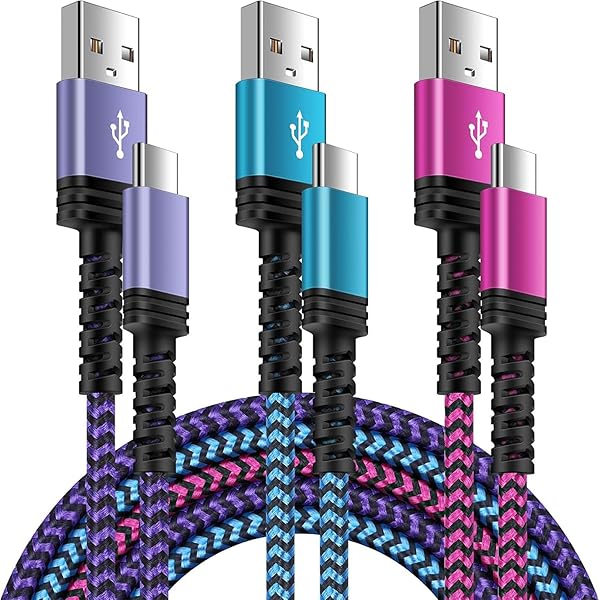 USB Type C ケーブル 【1.8m 3本*3色】 3A急速充電 QC3.0対応 タイプc充電ケーブル 高耐久 ナイロン USB A to USB C ケーブル Xperia XZ2 XZ3, Galaxy A20 A21 S10 S10+,