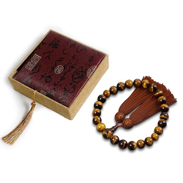 Umora 念珠 数珠 虎目石 22玉 タイガーアイ 女性用 男性用 金運 12mm主玉 仕事運 全体運 数珠袋付き 天..