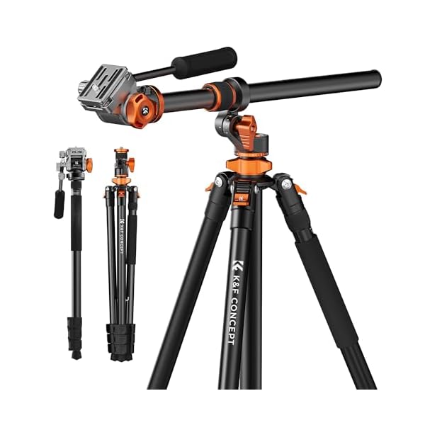 カメラ三脚一眼レフ K&F Concept 俯瞰撮影 ビデオカメラ三脚 231cm 三脚ブーム 中心軸横断 俯瞰撮影 パ..
