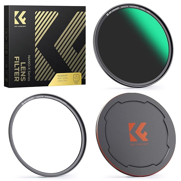 K&F CONCEPT 82mm マグネットND64+レンズキャップセット 磁気吸着 装着便利 日本製AGC光学ガラス 低