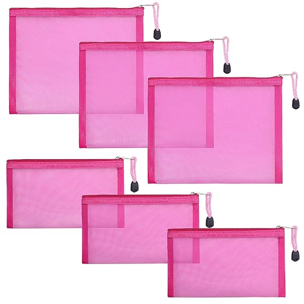 besharppin メッシュ化粧ポーチ, 6枚入り メイクポーチ 化粧品収納 小物入れ 出張・旅行用 (ロー