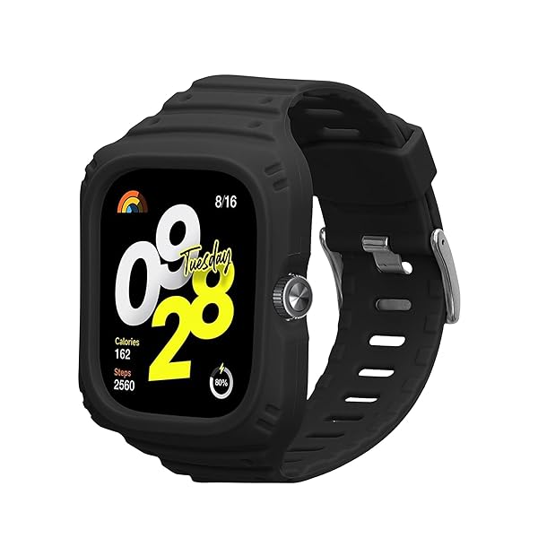 kwmobile Xiaomi Redmi Watch 4対応 交換ベルト - フィットネストラッカー 耐衝撃 シリコンバンド 黒
