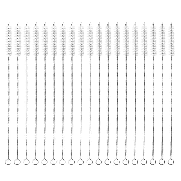 LOYELEY ストローブラシ 175mm 20本 洗浄ブラシ 哺乳瓶ブラシ 極細 ステンレス製 再利用可能 飲用