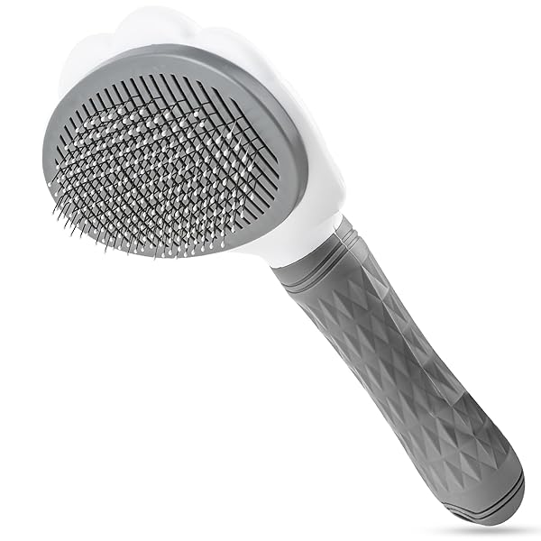 ペット用ブラシ Funshare 猫 犬 くし 抜け毛取除去簡単 痛くない ボタンを押してワンプッシュ