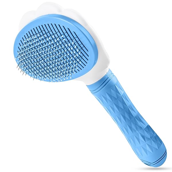 ペット用ブラシ Funshare 猫 犬 くし 抜け毛取除去簡単 痛くない ボタンを押してワンプッシュ