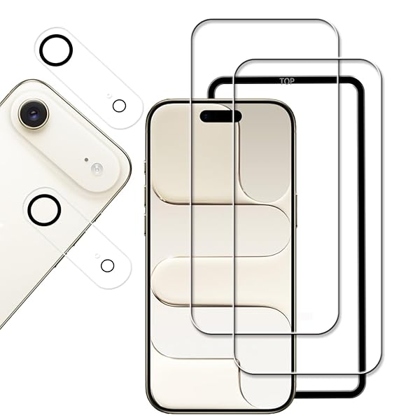 【2+2枚セット+ガイド枠付き】KPNS 日本素材製 強化ガラス いphone Air 用 ガラスフィルム カメラ