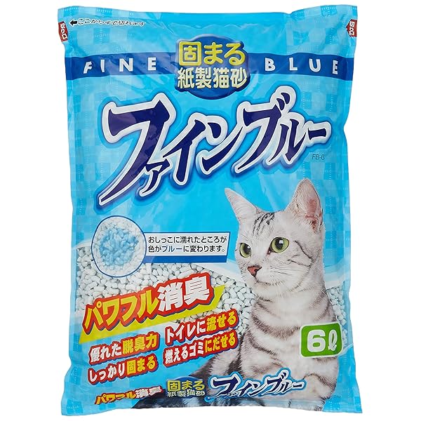常陸化工 FineCat 固まる紙製猫砂 ファインブルー 6L 単品