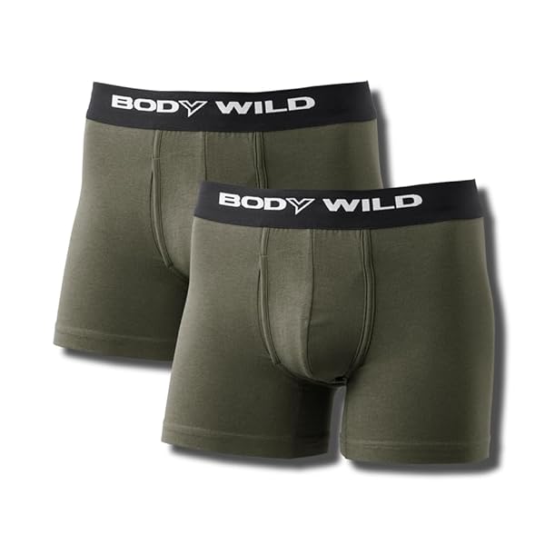 [ボディワイルド] ボクサーパンツ ボクサーブリーフ ビッグロゴ 2枚組 前あき 綿混 ベーシッ