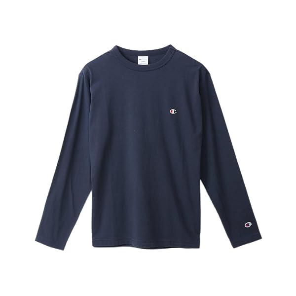 [Champion] 長袖Tシャツ 長袖 丸首 綿100％ ワンポイントロゴ刺繍 ロングスリーブTシャツ メンズ