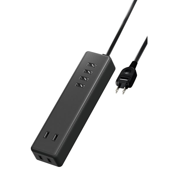 エレコム 電源タップ USBタップ 12W (USBポート×4 コンセント×2) 1.5m ブラック ECT-0415BK