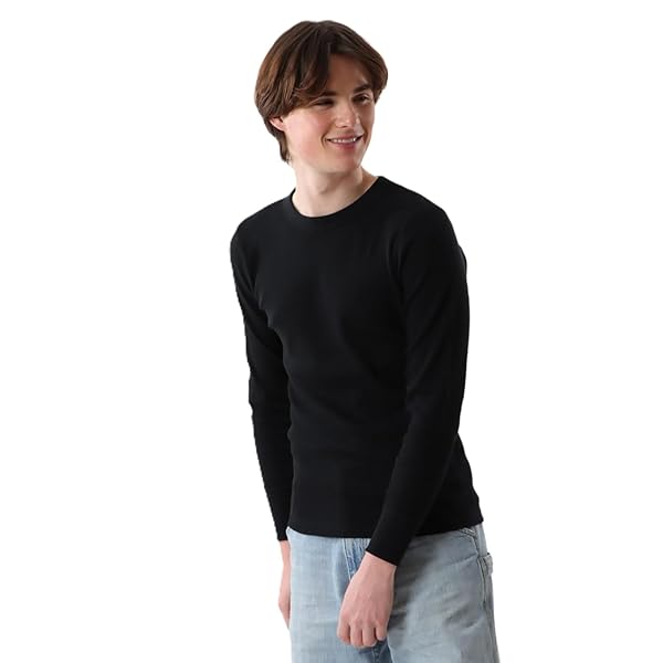 [ヘインズ] ロングTシャツ サーマル 防寒 あたたかい 丸首 長袖 無地 ワッフル BEEFY クルーネ