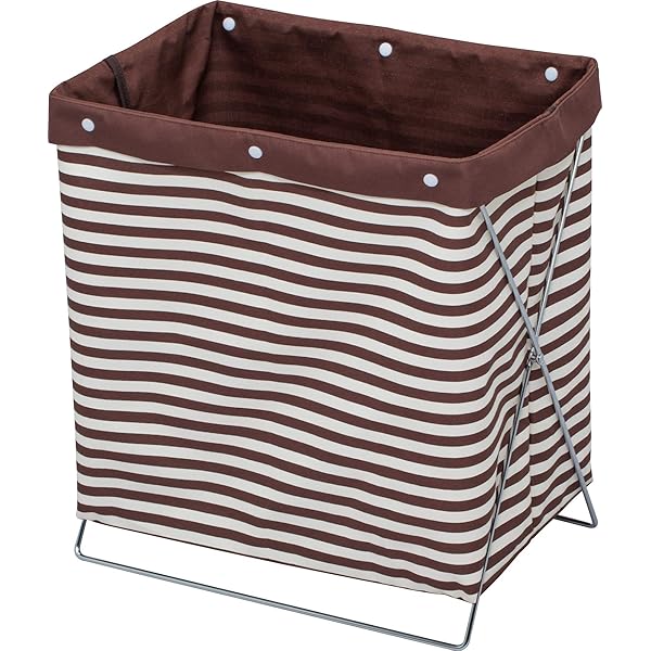 アストロ 収納ケース ブラウン ボーダー柄 W40×D26×H44.5cm 折りたためてコンパクトに収納でき