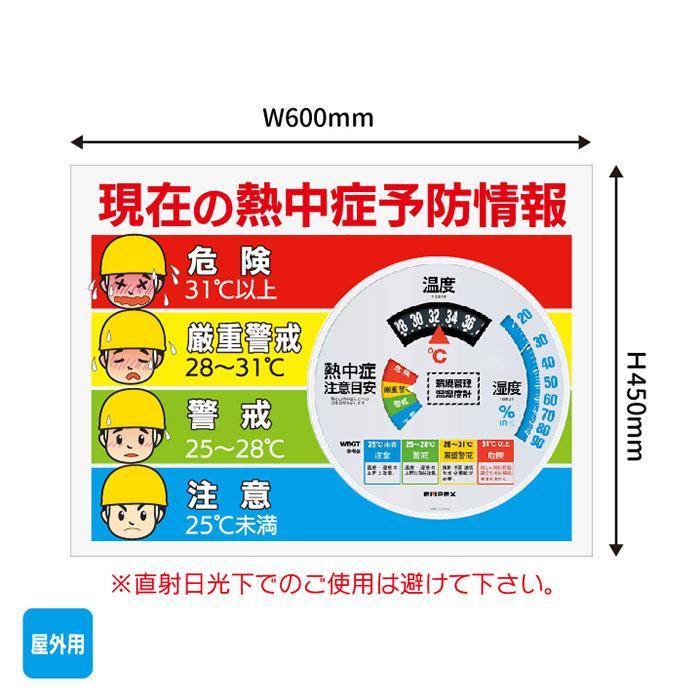 熱中症 警戒 看板 大型 温湿度計 熱中症対策 予防 熱中対策 暑さ対策 呼びかけ 現場 作業 事務所 軒下