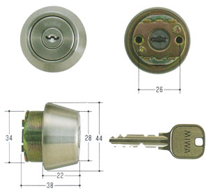 MIWAU9シリンダーLSPタイプTE22MCY-136キー3本付属鍵交換取替え【扉厚37~41mm向け】【MCY136】【美和ロックLSPSWLSP】