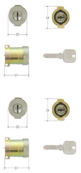 MIWA(美和ロック) JNシリンダー PAタイプ PG571-HS 2個同一セットMCY-494 PA PASP