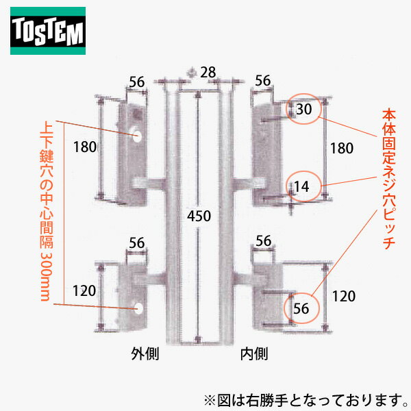 ハンドル単品 TOSTEM バーハンドル錠 MIWA PA-01 + TE-01 キー付属なし(鍵穴シリンダー・錠ケース別売..