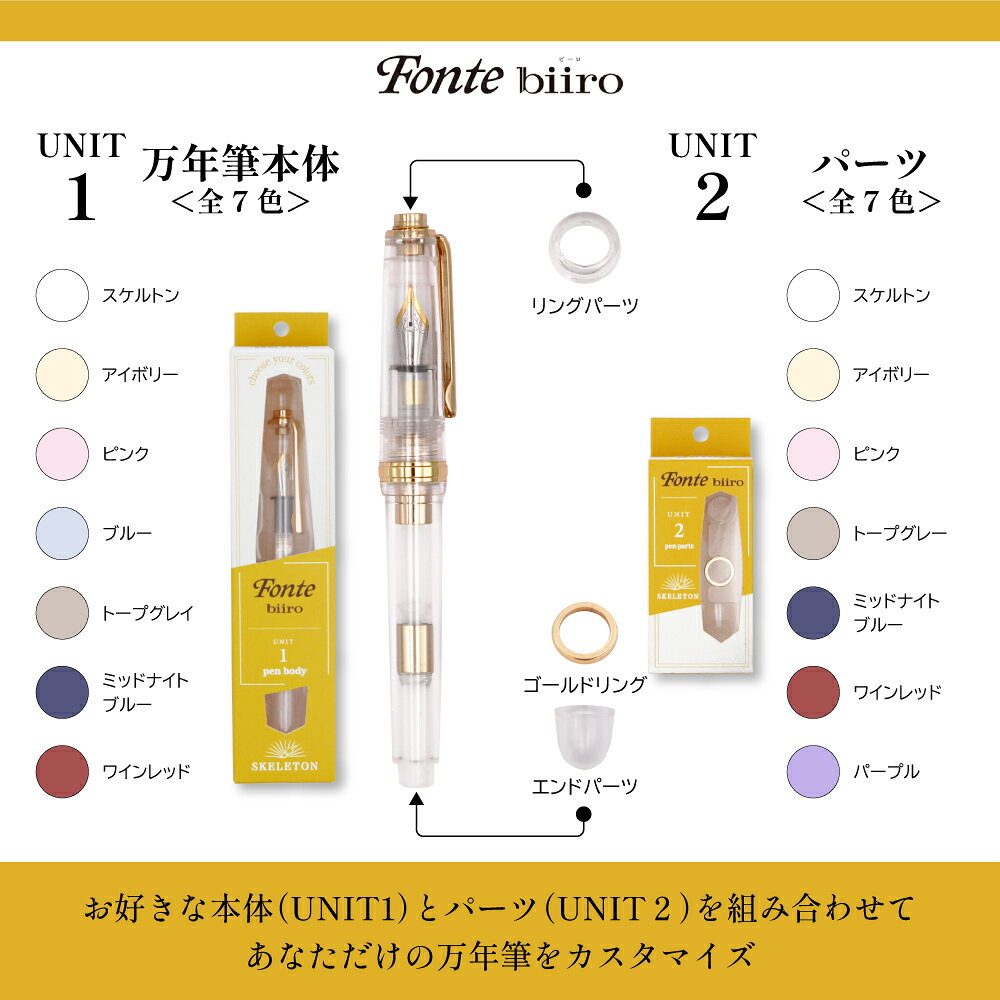 Fonte biiro カスタマイズ万年筆 オリジナル文具 本体+パーツセット ギフト sumapro88-10000363 すまいるぷろ 楽天市場店 サンプル画像3