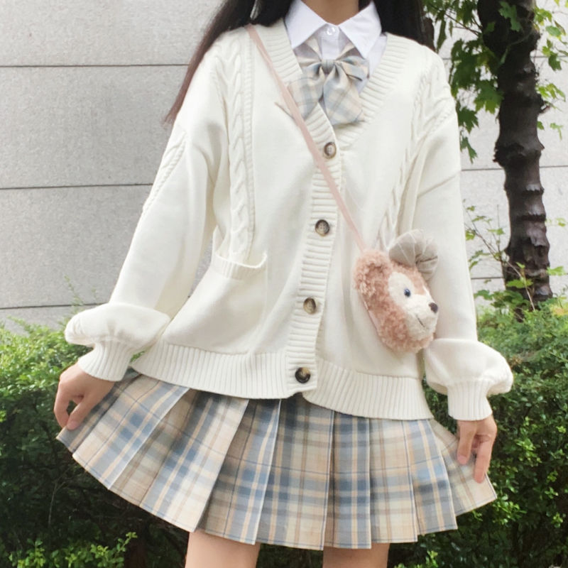 コスプレ 制服 JK 女子高生 4点セット スクールカーディガン プリーツスカート シャツ コスプレ 高校生 蝶結び 中学生 コスチューム 制