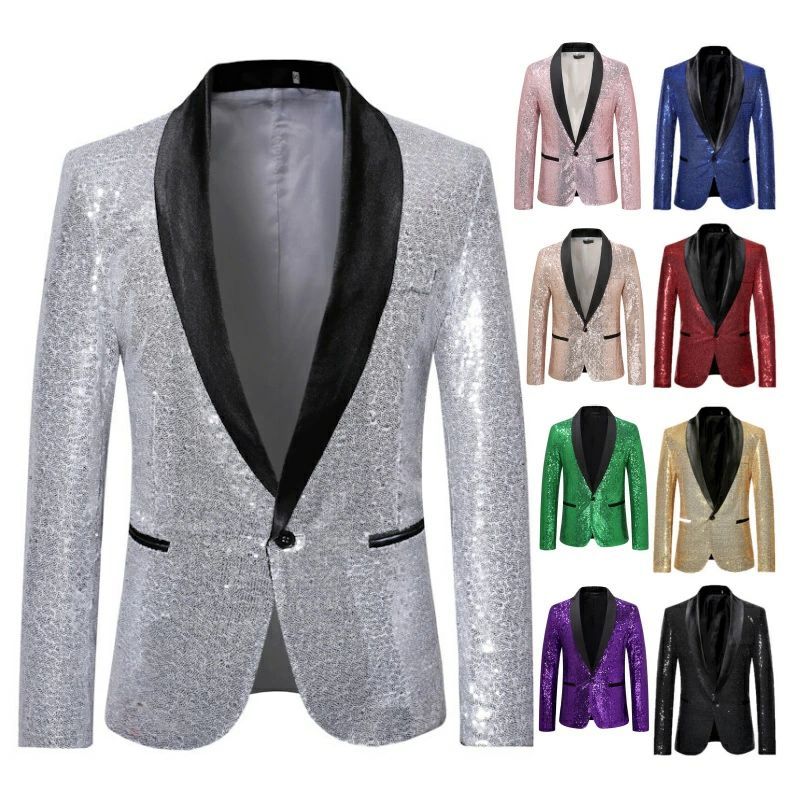 スパンコールジャケット メンズ タキシードジャケット テーラードジャケット 1個ボタン スーツジャケッ..