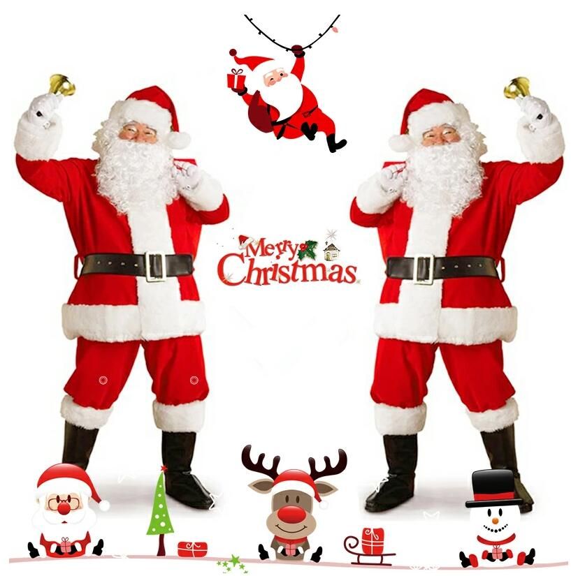 5点/7点/9点/11点セット サンタ コスプレ衣装 サンタクロース 大人用 帽子付き ベルト付きクリスマス風 コスチューム サンタさん なりきり 変装 仮装 メンズ 忘年会 上下セット 男性用 クリスマスパーティー イベント 舞台劇 舞台衣装 学園祭 サンタ 髭 ひげ ヒゲ 赤白系