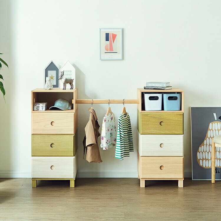チェスト パーツ単体 80cm ハンガーラック オープンボックス 収納 北欧 桐 木製 ボックス リビング 寝室 部屋 おしゃれ 新生活 衣装ケース オモチャ箱 ユニット家具 キリチェスト タンス 棒 送料無料 [3]