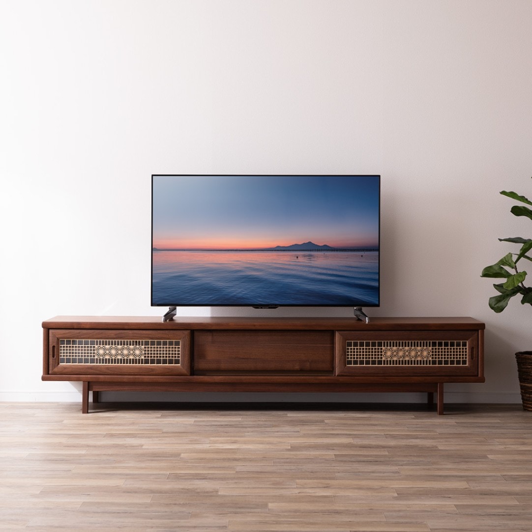 テレビ台 テレビボード ローボード 幅220 組子 組子細工 角麻 リビング 収納 和モダン 和 和風 TV台 220cm 220センチ 木製 天然木 ウォールナット ブラウン 大型 高級